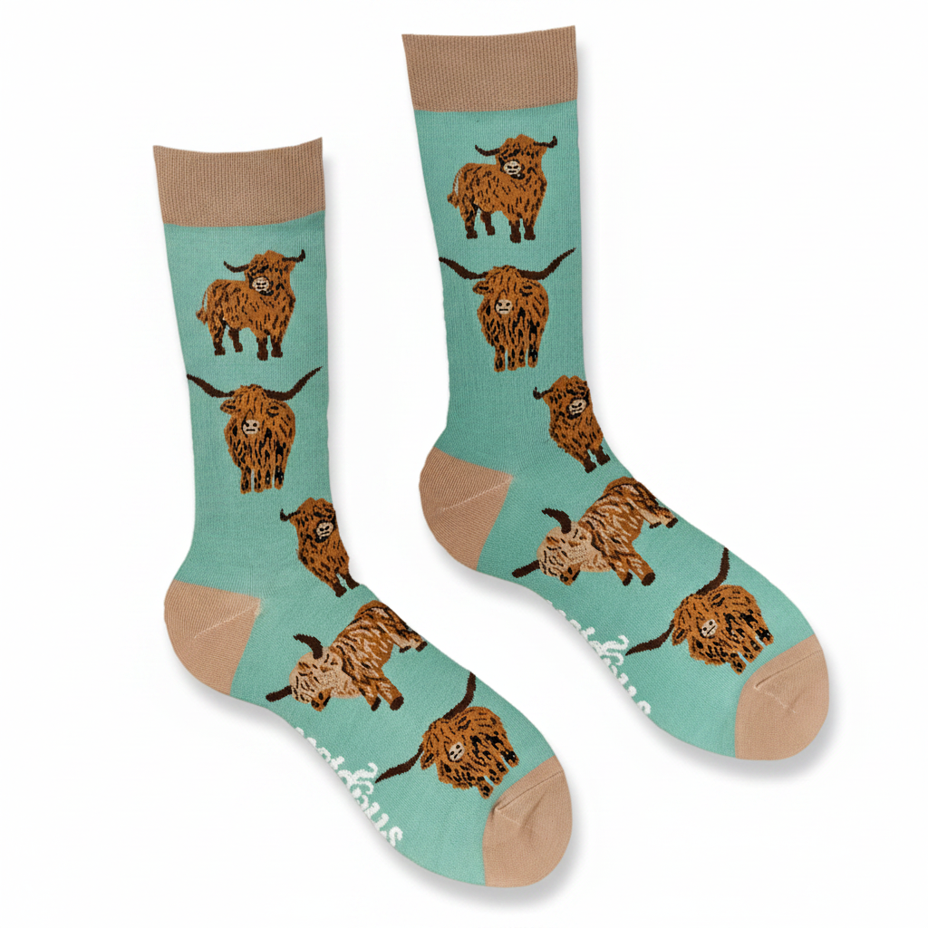 Highland Cow 'Och Aye the Moo!' Scottish novelty socks