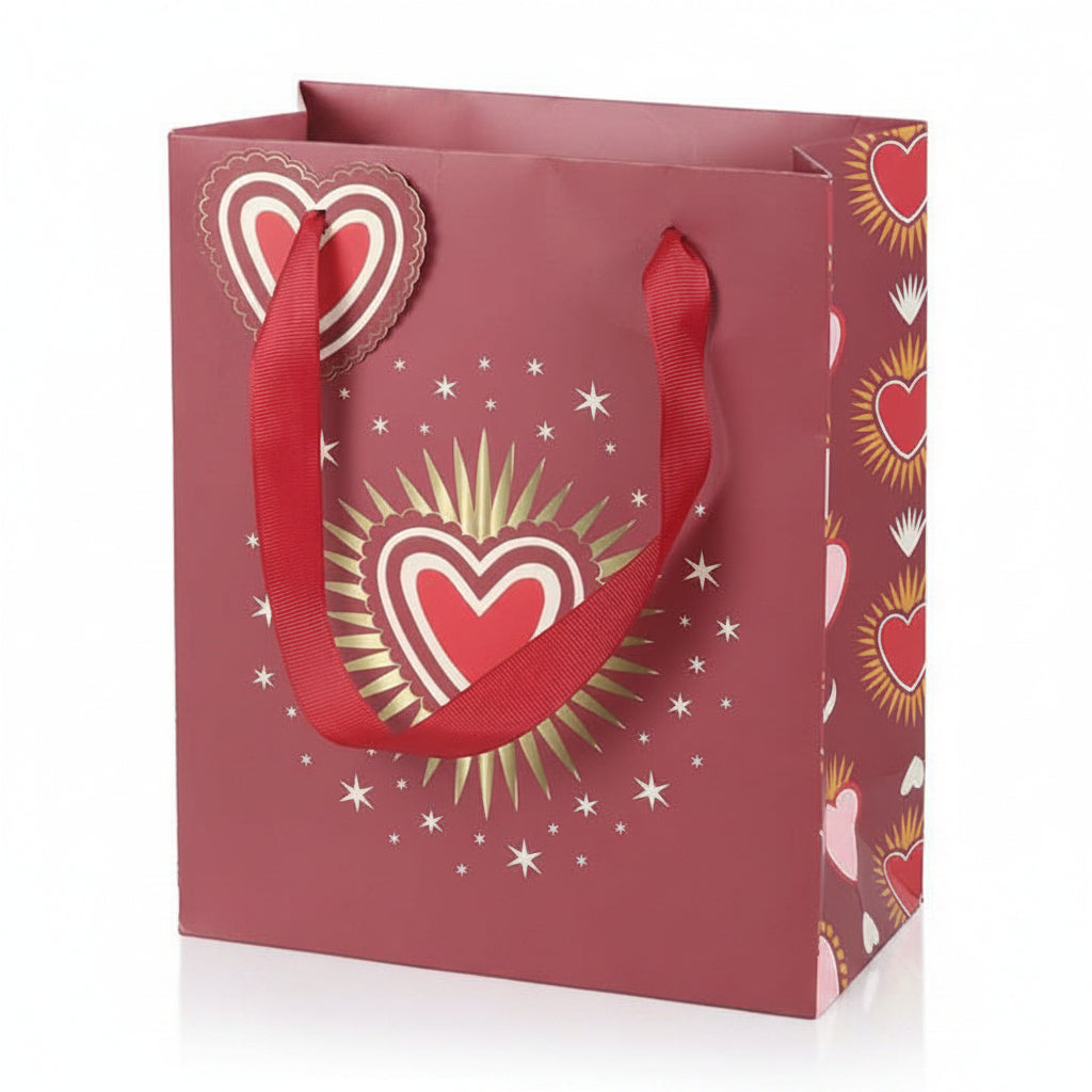 Front view of sacred heart Valentine gift bag