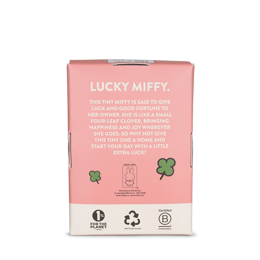 Lucky Miffy pink in giftbox, side view