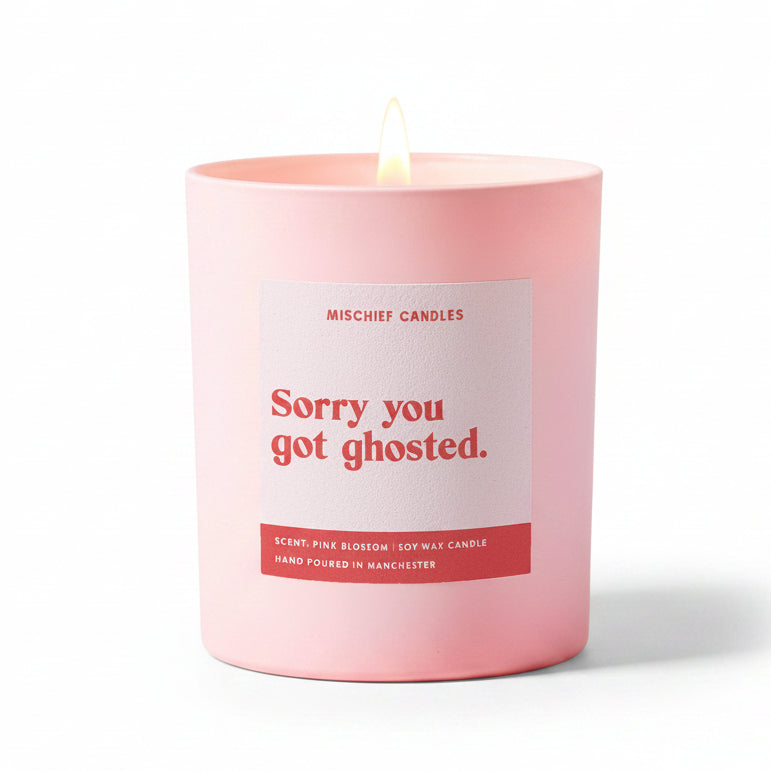 Thinking of You Funny Gift Candle by Mischief Candles, front view