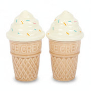 Detail view of realistic ice cream cone ceramic shakers