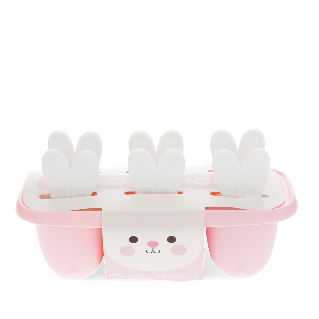 Pink bunny-ear ice lolly mould, detail view.