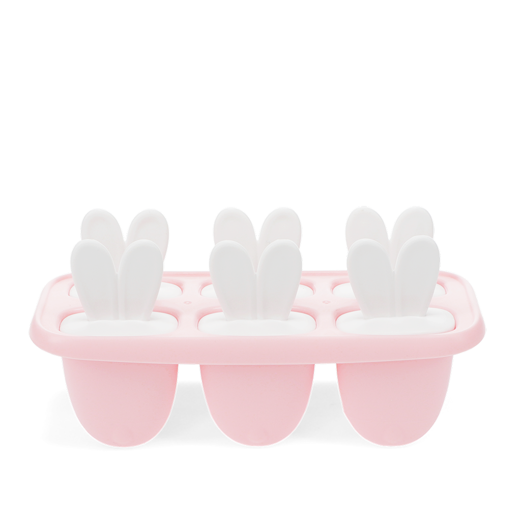 Close-up of bunny-ear detail on pink lolly mould.