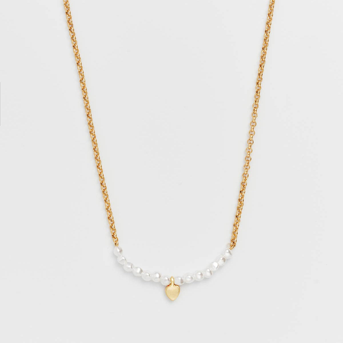 Heart Pearl Necklace showing lobster clasp and extender chain