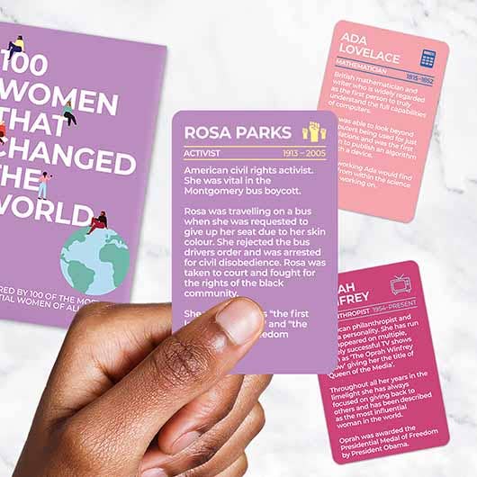 100 Women That Changed the World cards by Gift Republic, packaging shot