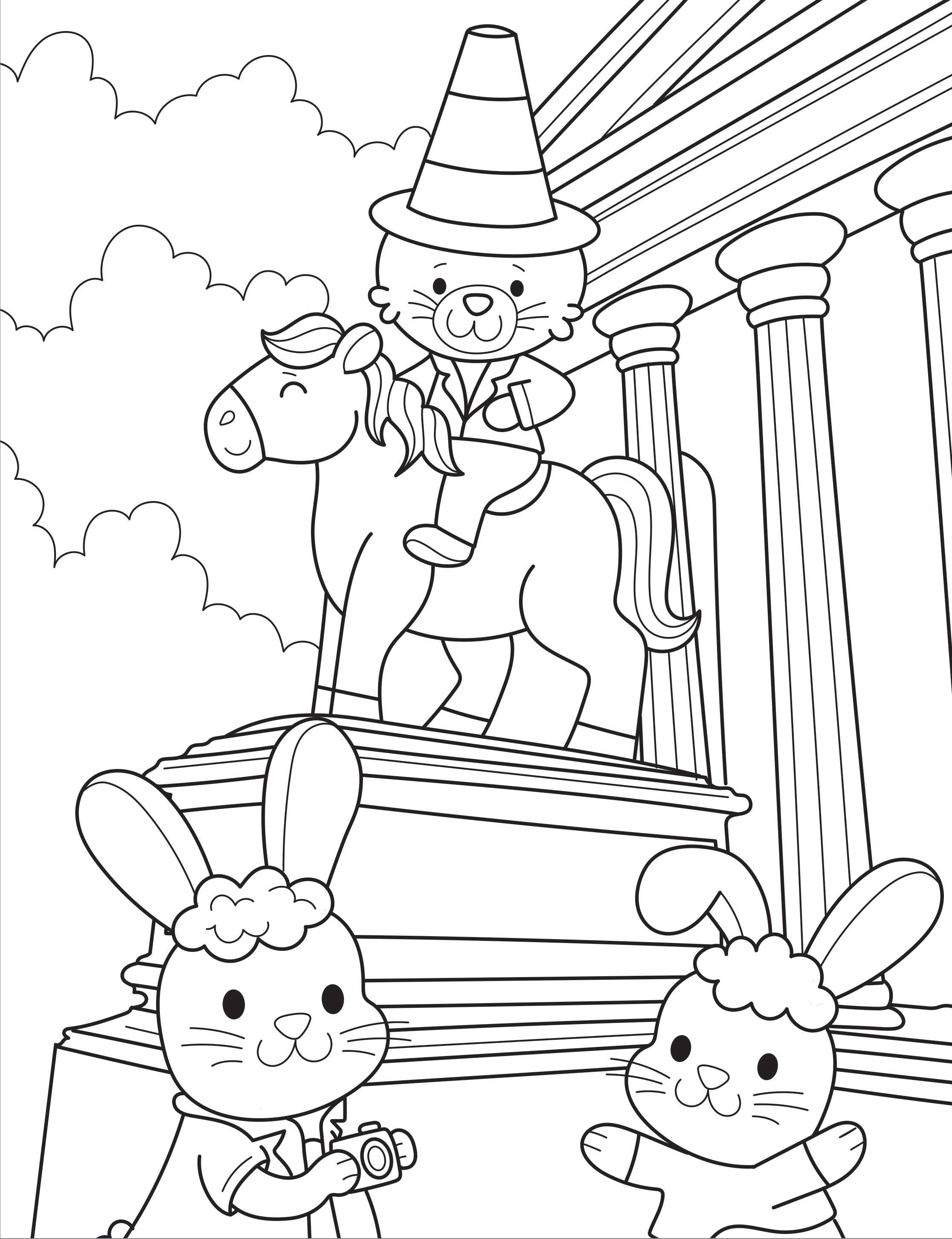 Cutie Colouring Scotland Cuties spread showing cute outlined colouring page