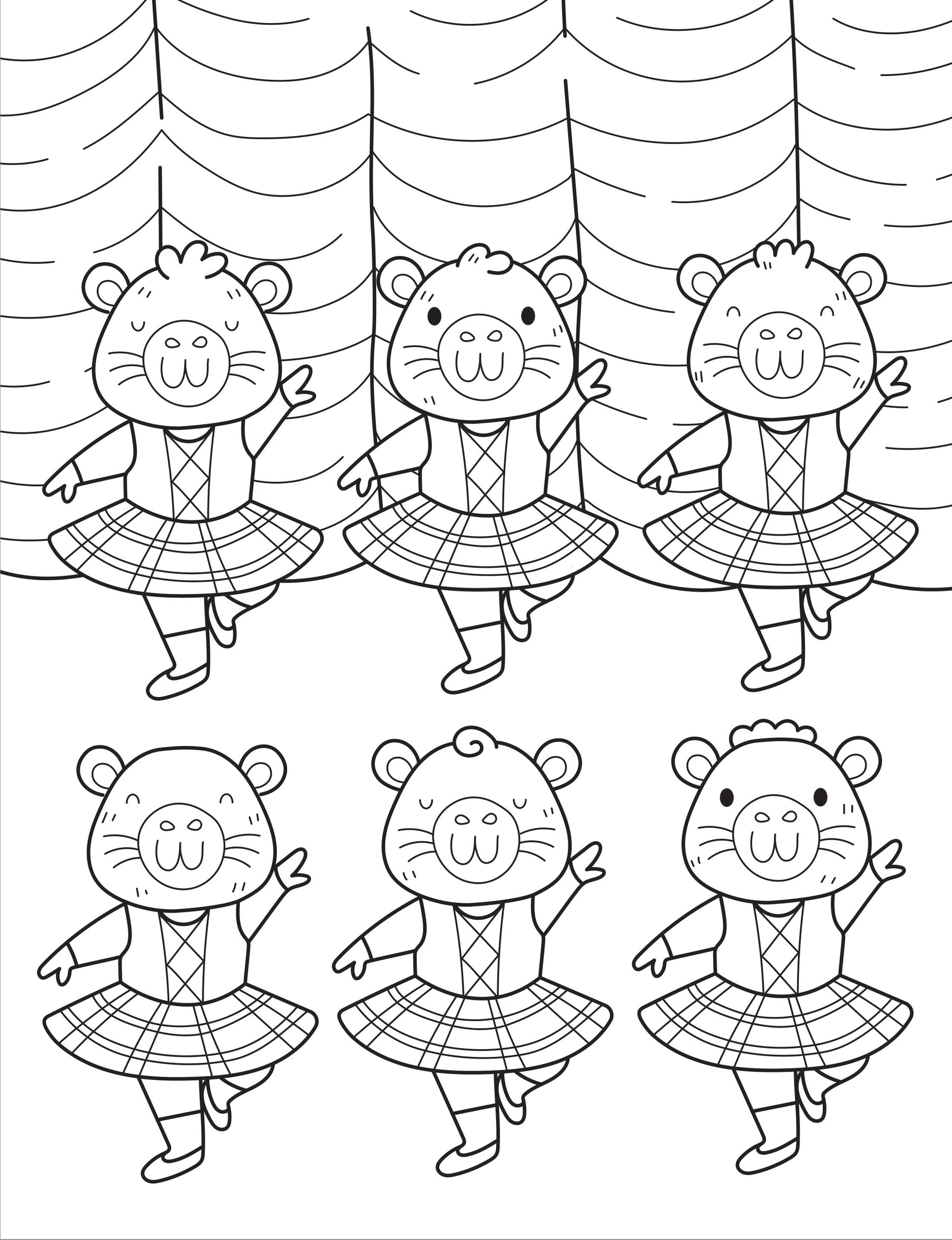 Cutie Colouring Scotland Cuties colouring spread of Highland characters