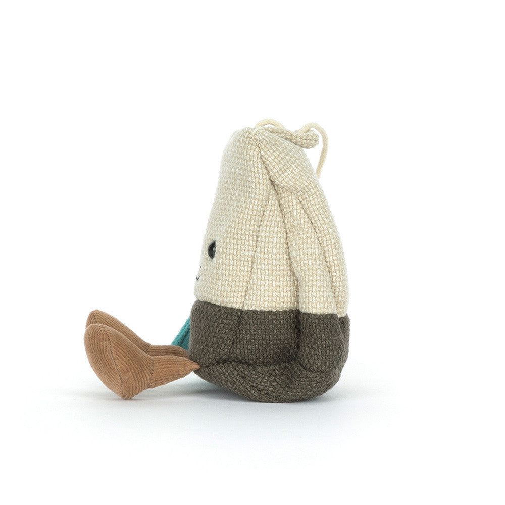 Jellycat Steepy Tea Bag close-up showing embroidered face and woven texture