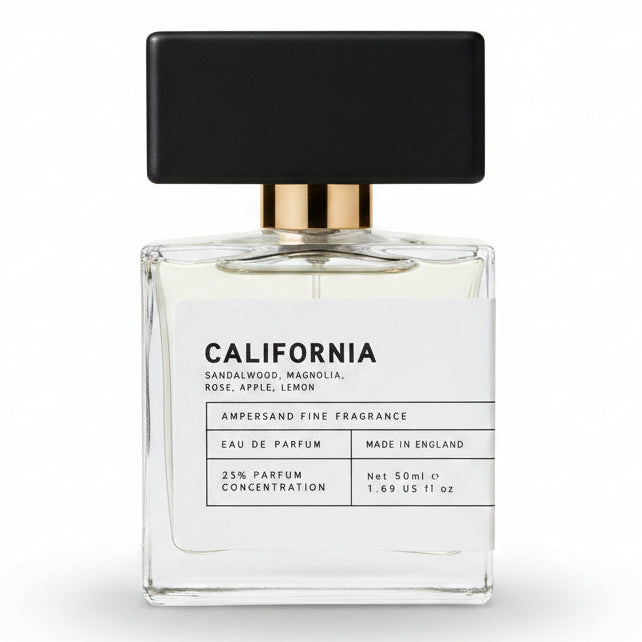Ampersand California eau de parfum bottle on light grey background