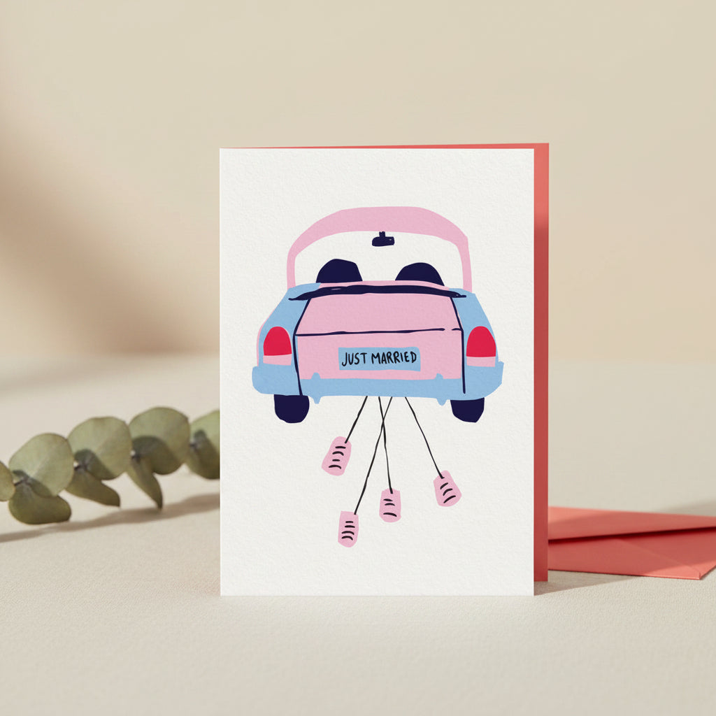 Car and Cans Just Married Card