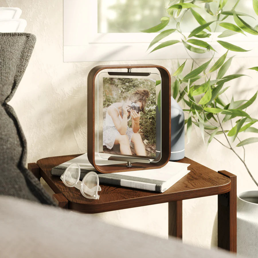 Bellwood aged walnut frame showing double-sided design on light background