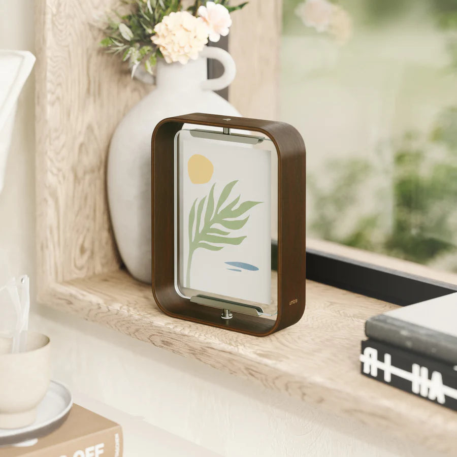 Umbra Bellwood frame in aged walnut finish with warm toned lifestyle setting