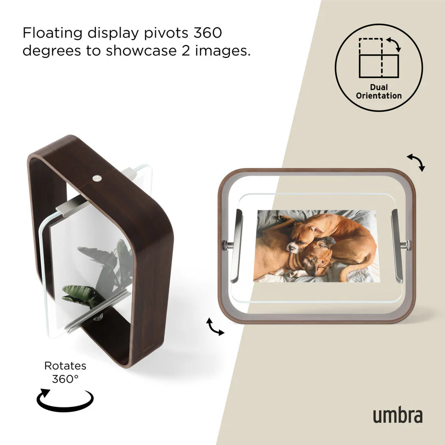 Umbra Bellwood frame aged walnut showing portrait orientation detail