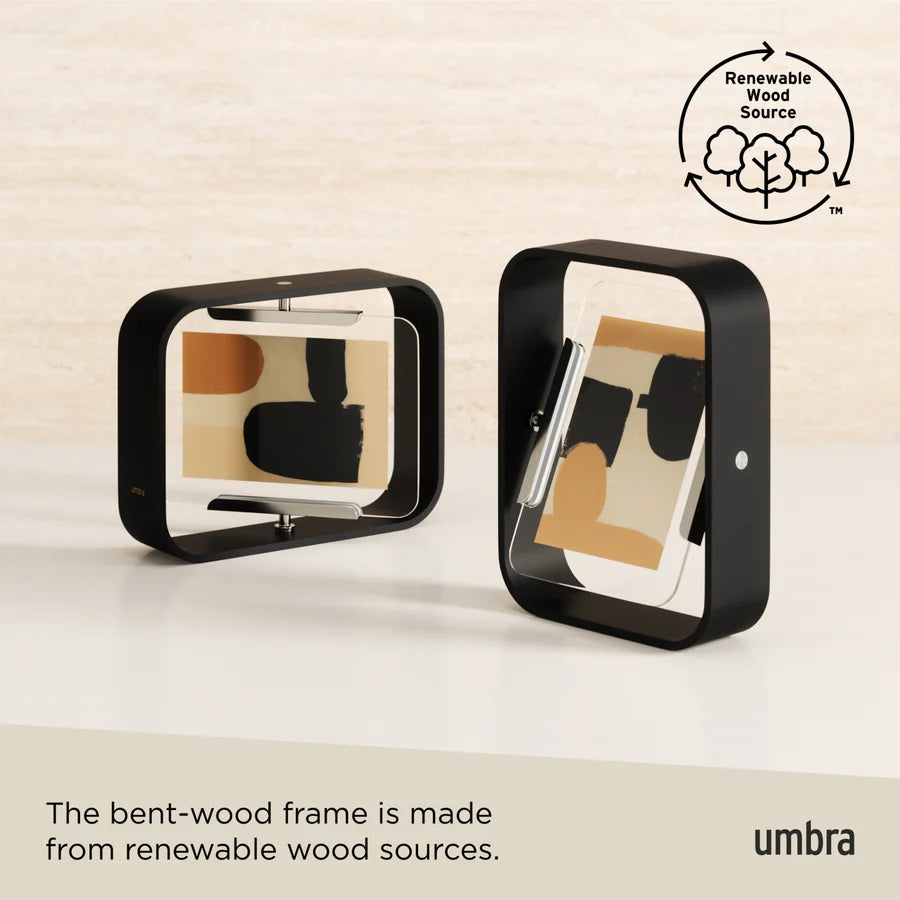 Umbra Bellwood desk frame black showing wood grain texture detail