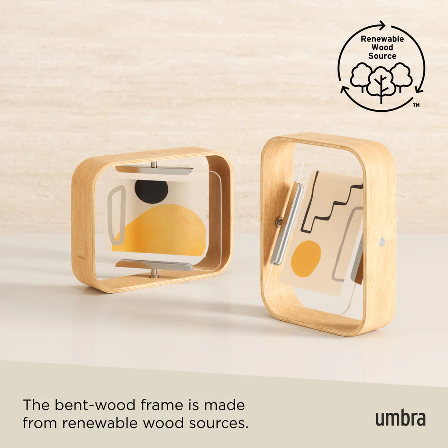 Umbra Bellwood frame natural with landscape photo on shelf