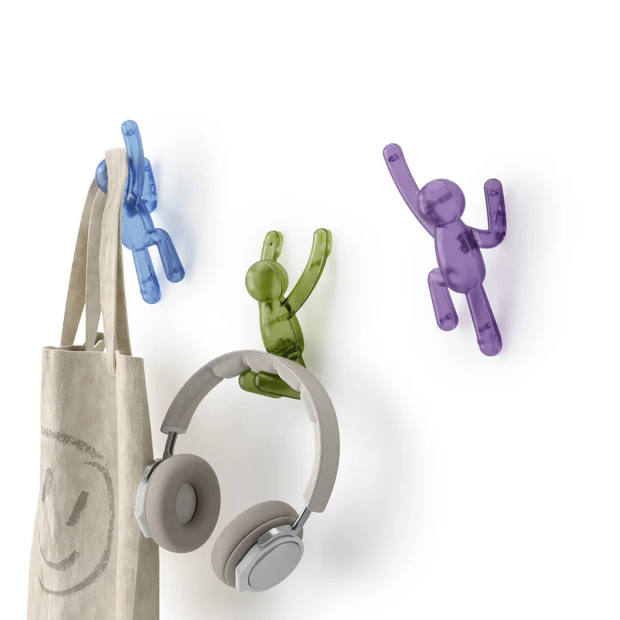Umbra Buddy Pinpoint hooks in assorted gem tones displayed on card