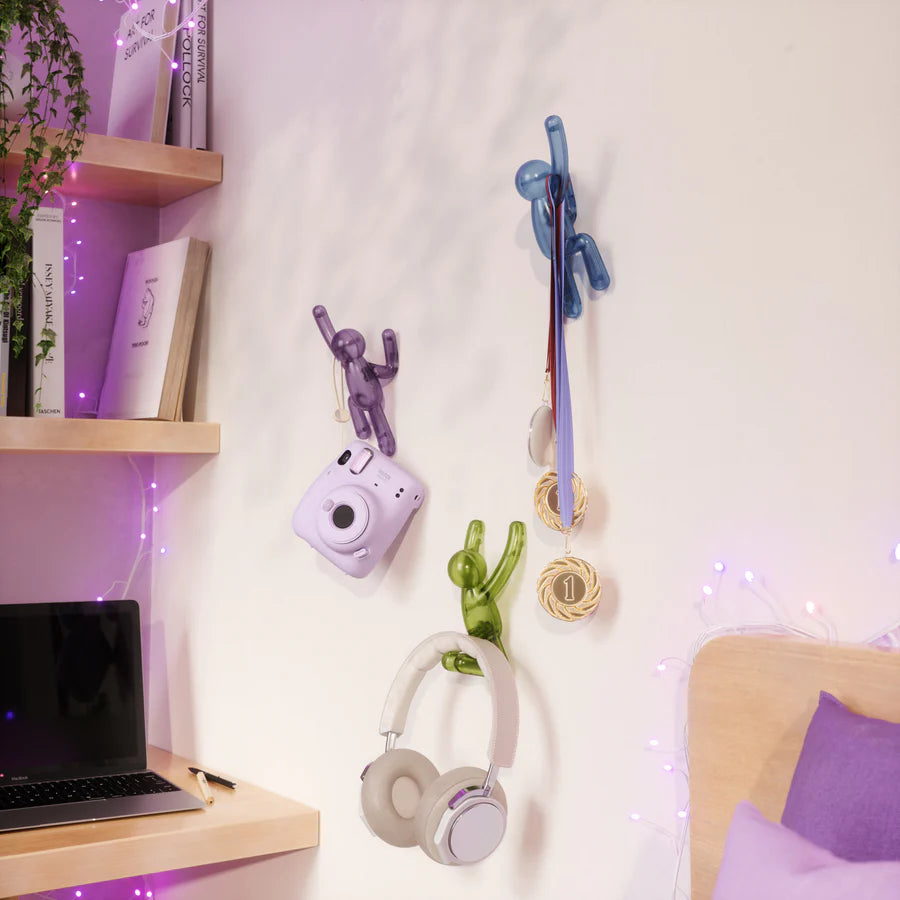 Buddy Pinpoint hooks gem tones showing three colourful figurines close-up