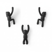 Buddy wall hooks black on white wall with scarves and keys hanging