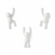 Buddy wall hooks white set close-up showing playful character detail