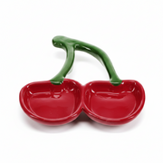 Cherry ceramic trinket dish front view on white background