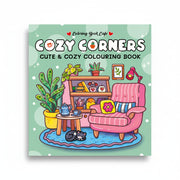 Cozy Corners colouring book showing detailed interior scene design