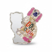 Product photo of open Dog House Dog Rough Compact Mirror revealing mirror and PVC design.