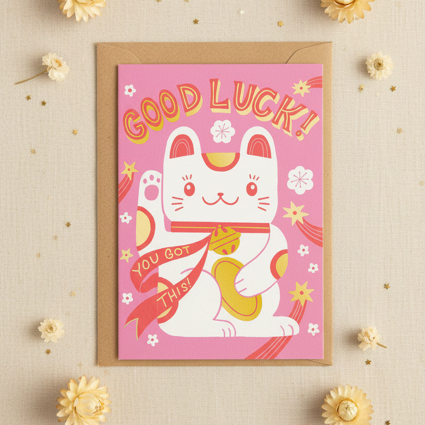 Lucky Cat Good Luck Card