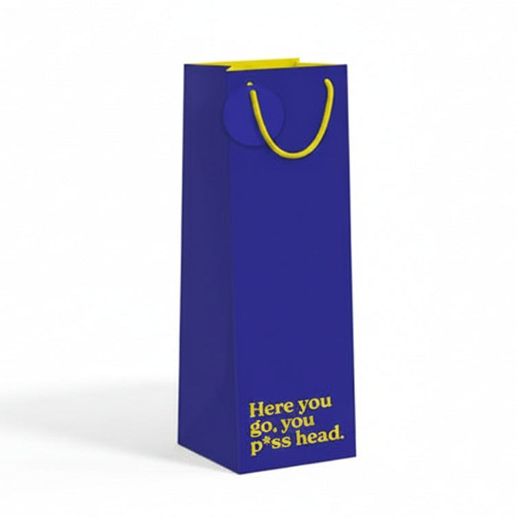 Here you go you pi*ss head bottle bag on white background