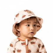 Cream highland cow bucket hat flat lay or worn view