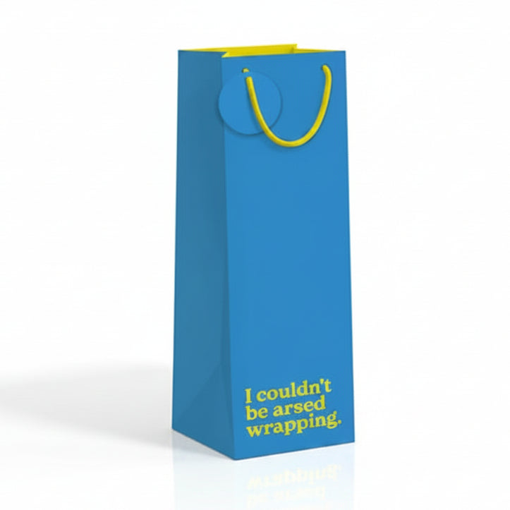 I couldn't be arsed wrapping bottle bag on white background