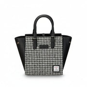 Medium Callie Tote in Black & White Dogtooth Harris Tweed