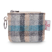 Islander Tartan Harris Tweed® card zip wallet with leather front and keychain by Islander.