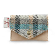 Islander Tartan Harris Tweed® card holder with leather base and gold press-stud by Islander.
