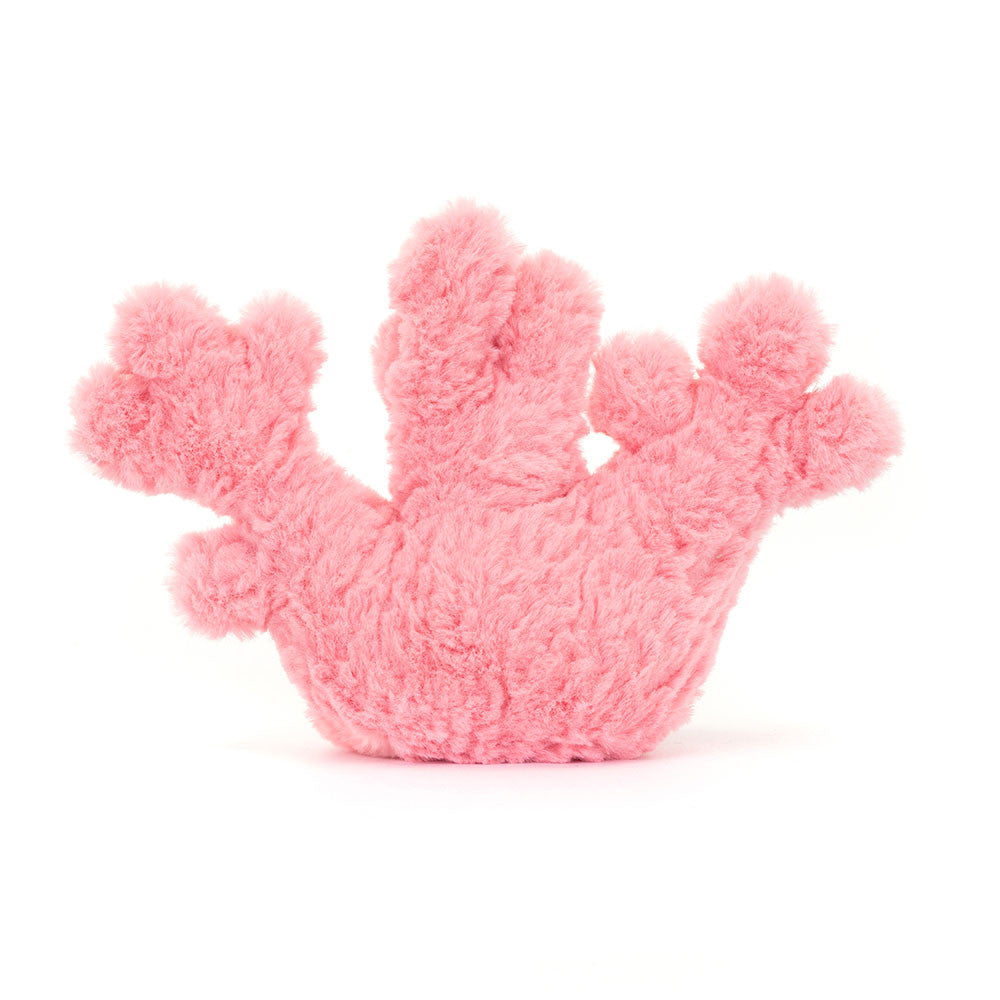 Back view: Rear of the pink Jellycat Coral toy showing soft plush coral branches.