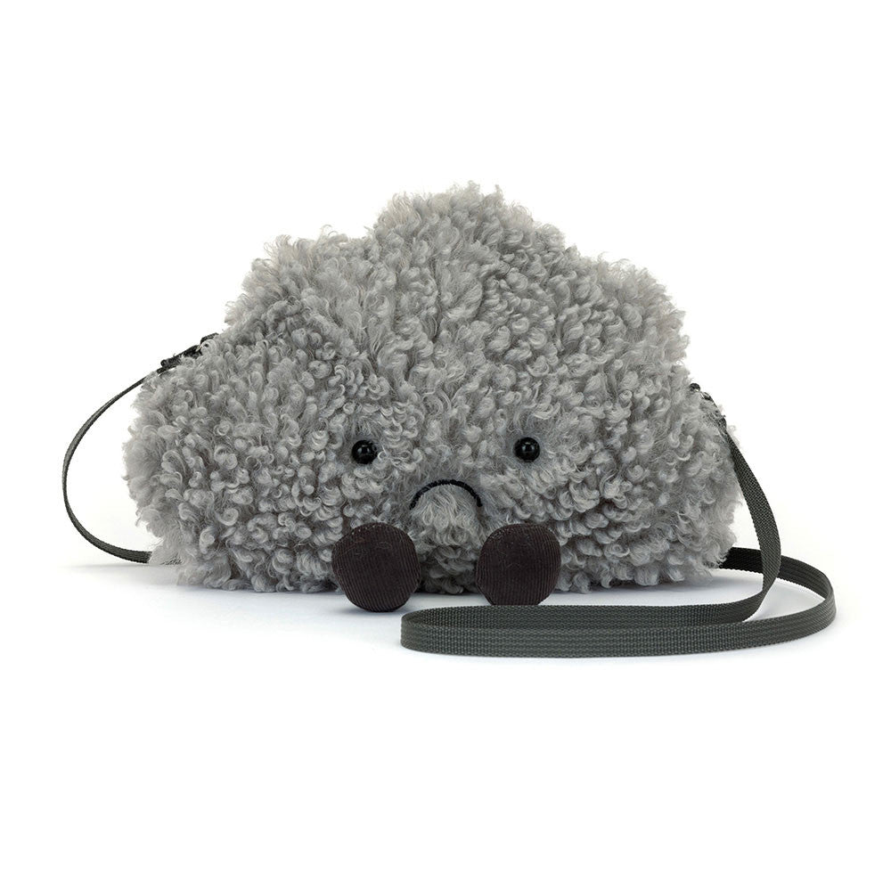 Back view of the Jellycat Amuseables Storm Cloud Bag with a soft, fluffy finish.