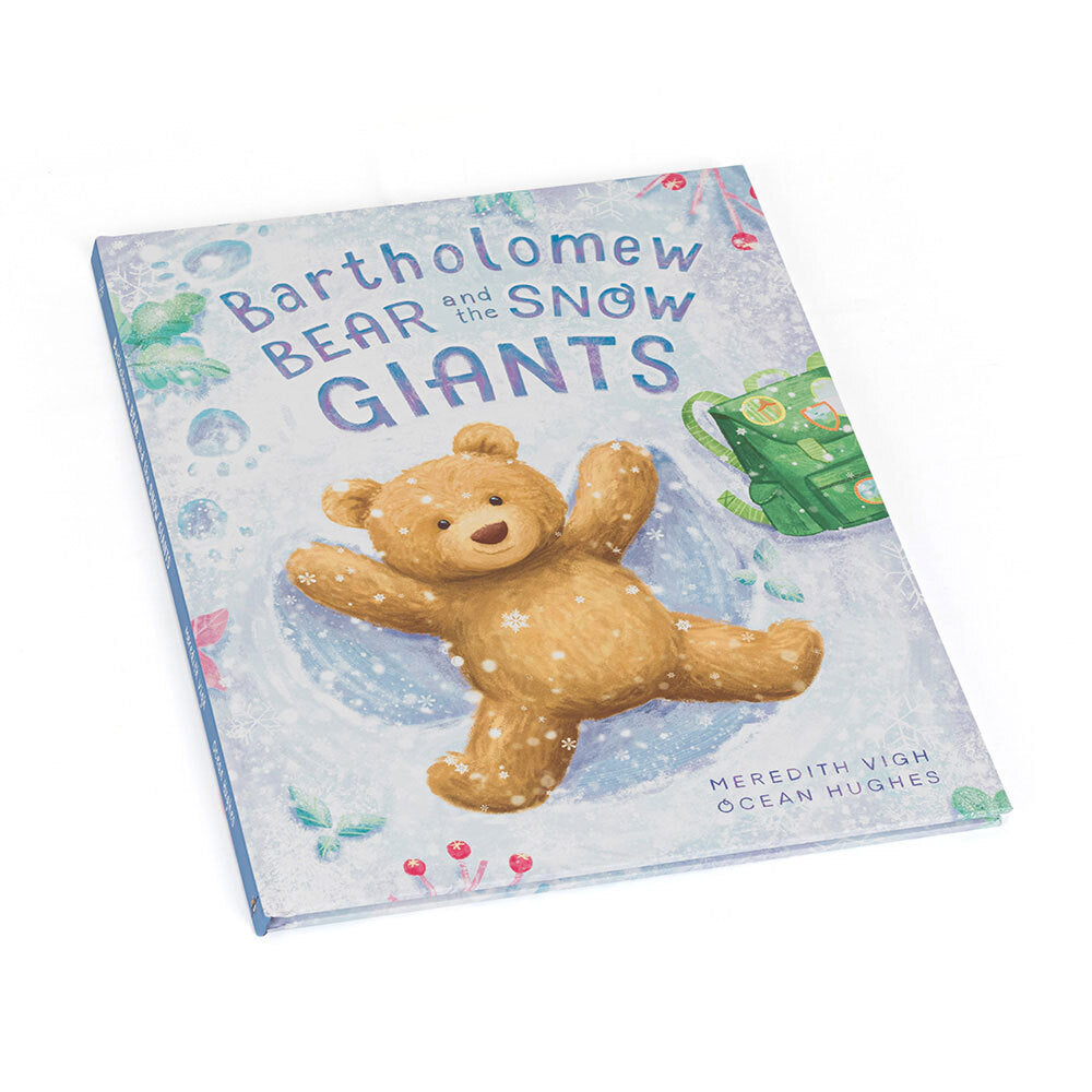 Jellycat Bartholomew Bear and the Snow Giants book angled on a white background.