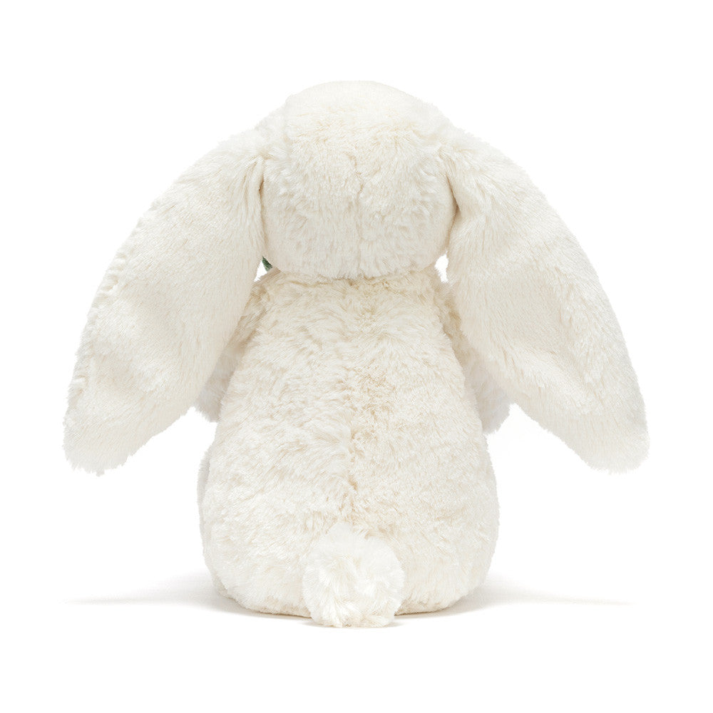 Jellycat Cream Bunny with Plant back view showing floppy ears