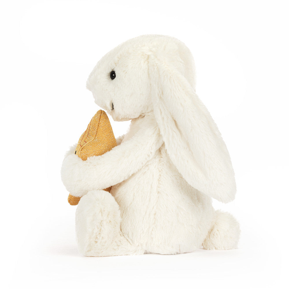Jellycat Cream Bunny with Star side view on white background