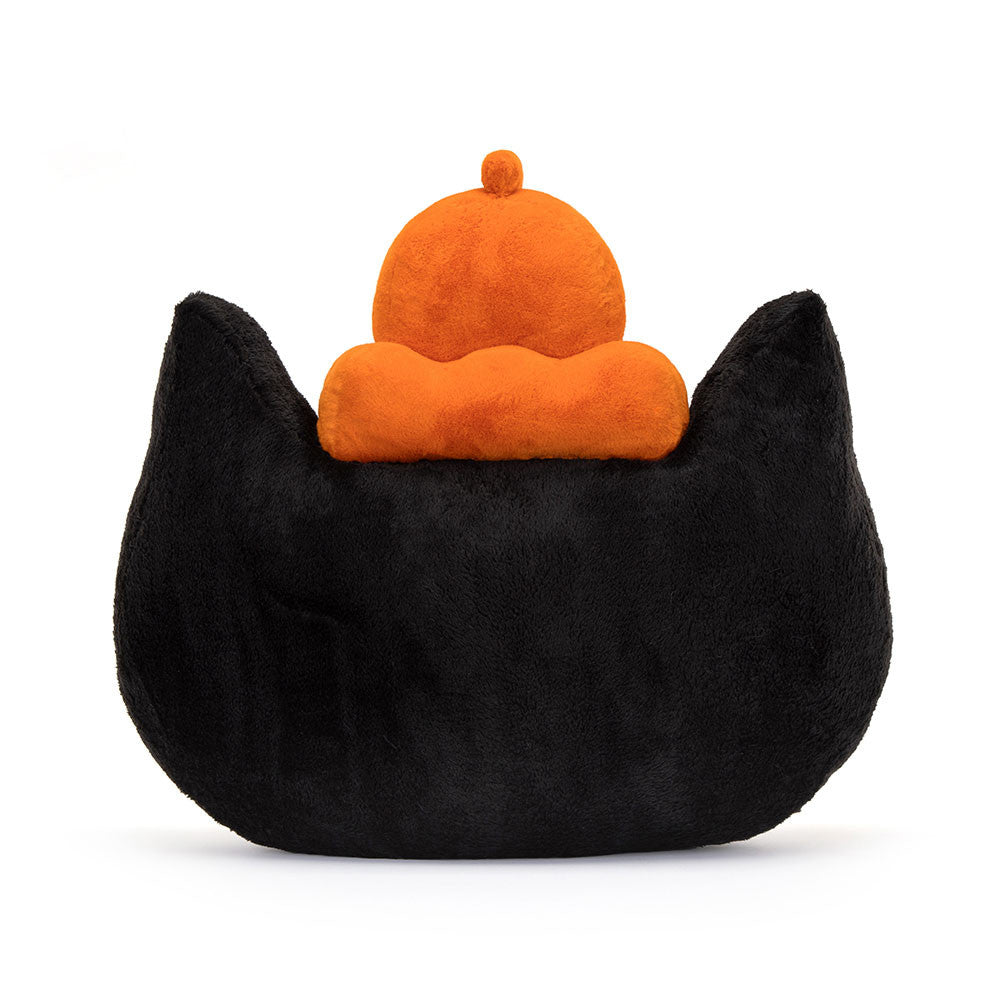 Back view of Jellycat Head Giant highlighting its large rounded shape and bright orange crown.