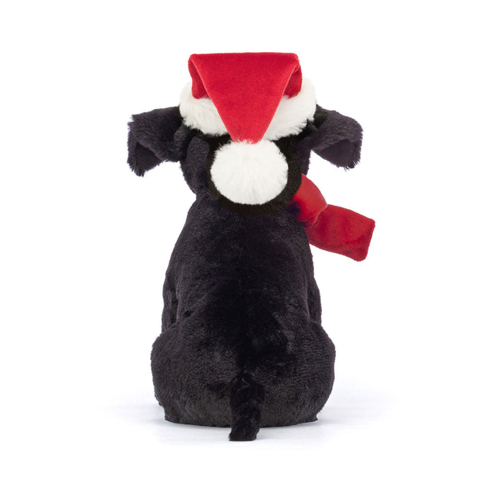 Back view of Winter Warmer Pippa Labrador showing fluffy pom-pom on Santa hat.