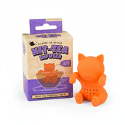 Orange silicone cat-shaped Kit-Tea Infuser with box packaging.