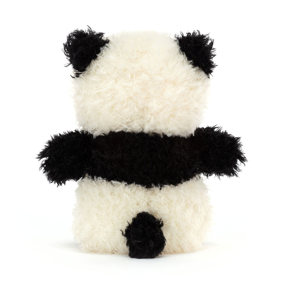 Jellycat Little Panda soft toy angled view, white background