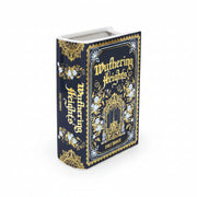 Wuthering Heights book vase angled view showing ornate gold border design
