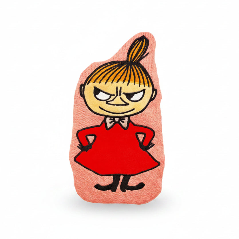 Front product shot of Little My Mini Hot Water Bottle with appliqué design.