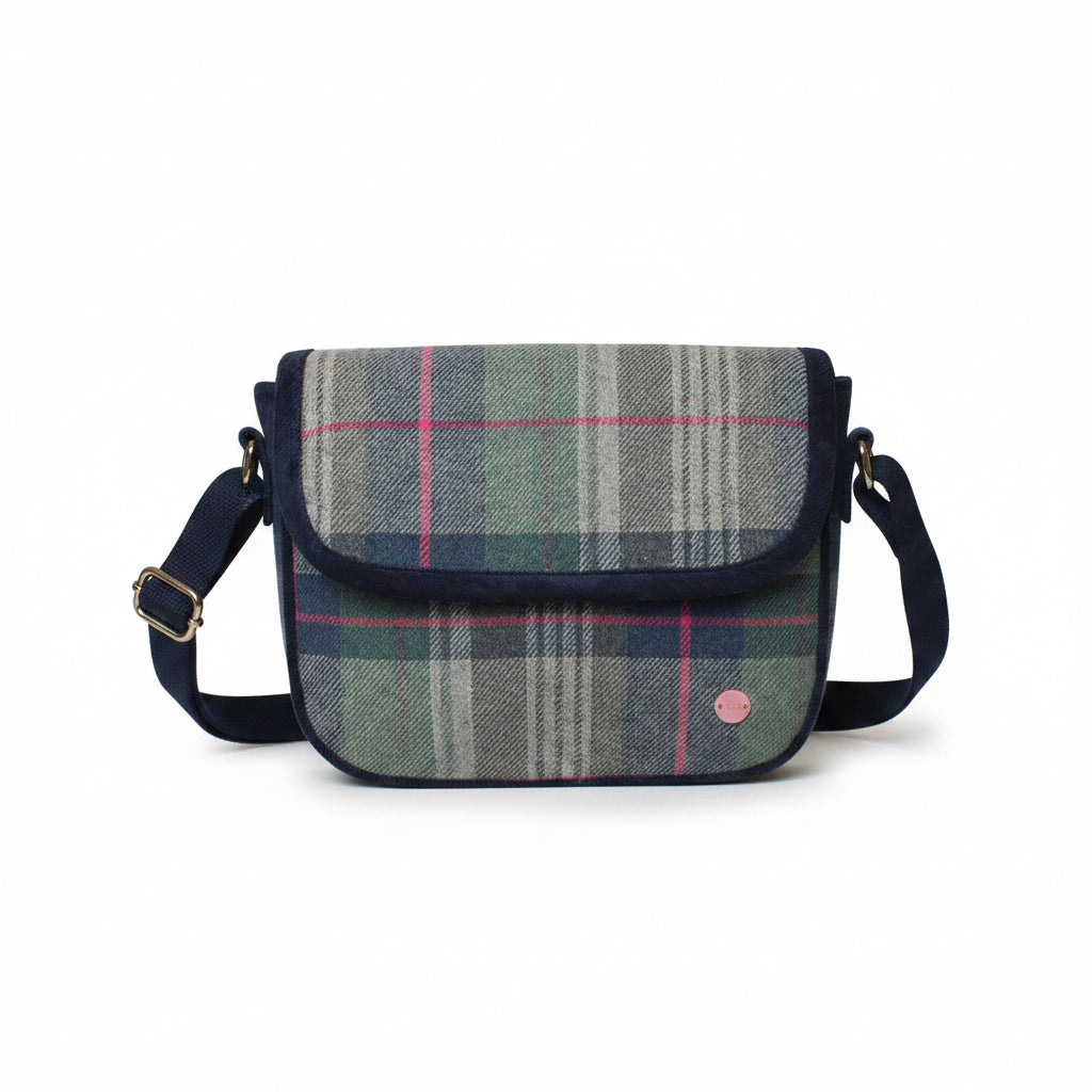 Drem Tweed Mila Crossbody Bag front view with shoulder strap