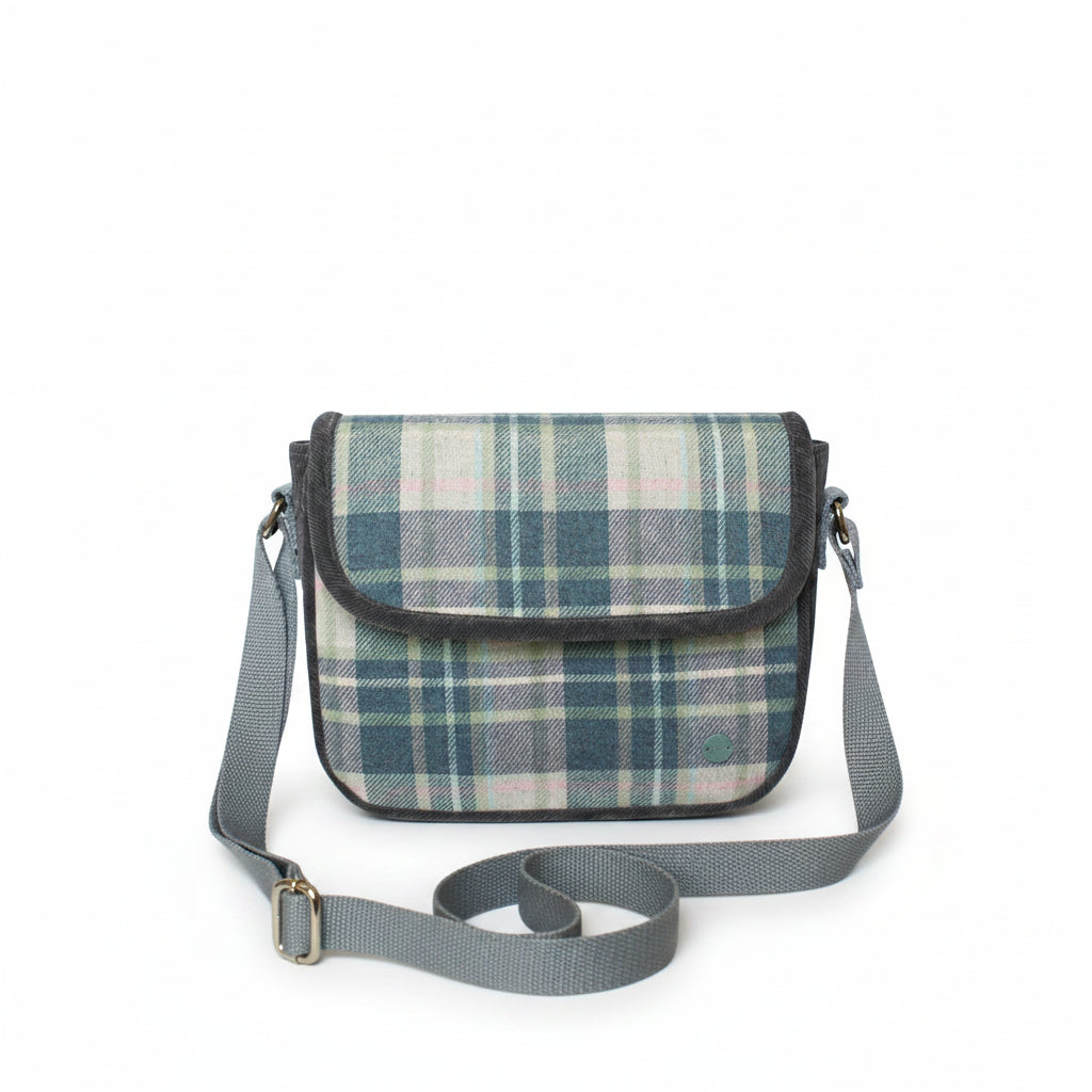Skye Tweed Mila Crossbody Bag front view with shoulder strap