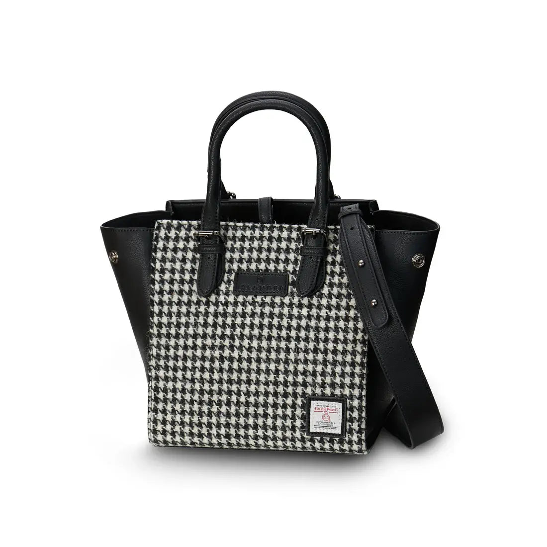 Medium Callie Tote in Black & White Dogtooth Harris Tweed
