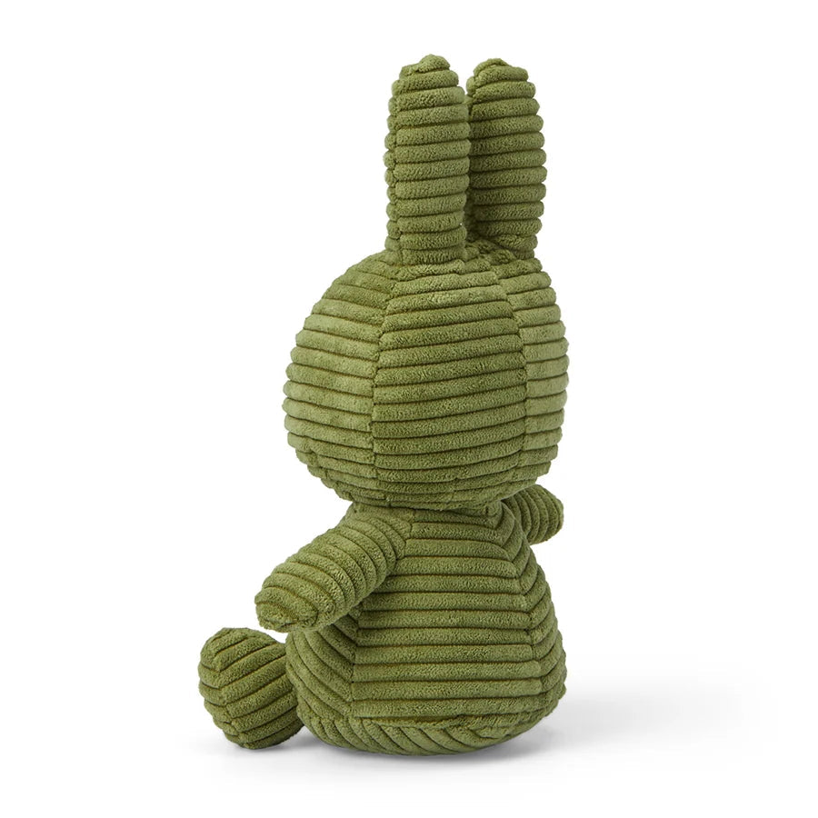 Miffy corduroy olive green plush back view on white background