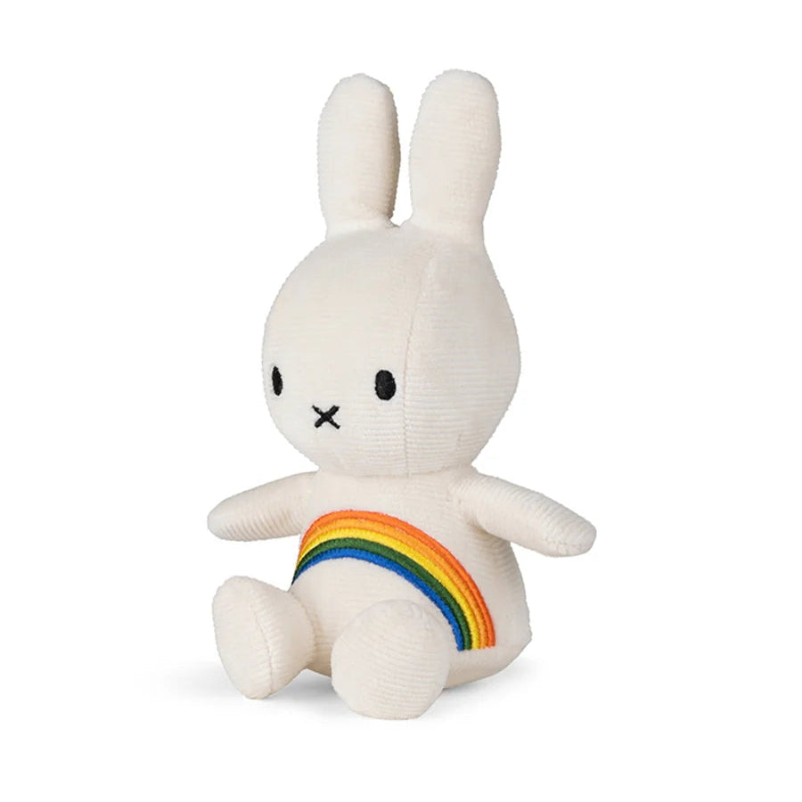 Miffy corduroy rainbow plush side profile showing textured fabric