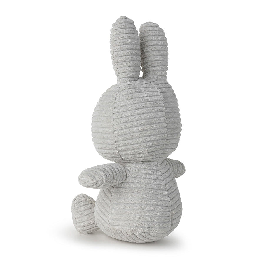 Miffy corduroy soft grey plush back view on white background